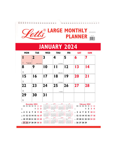Business Large Monthly Wall Planner 2024#colour_black-red