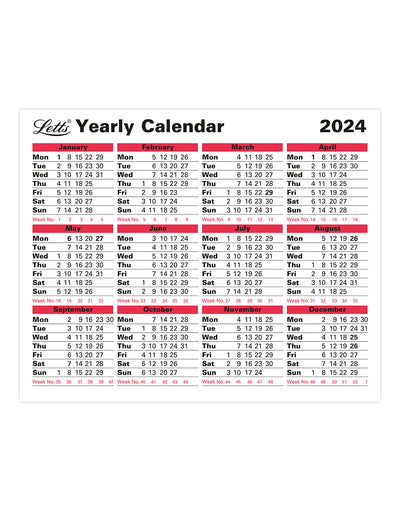 Business Calendar Yearly Diary 2024#colour_red-black