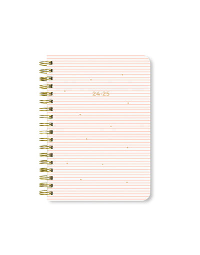 Stripes A6 Week to View Diary 2024-2025 - Multilanguage#colour_pink