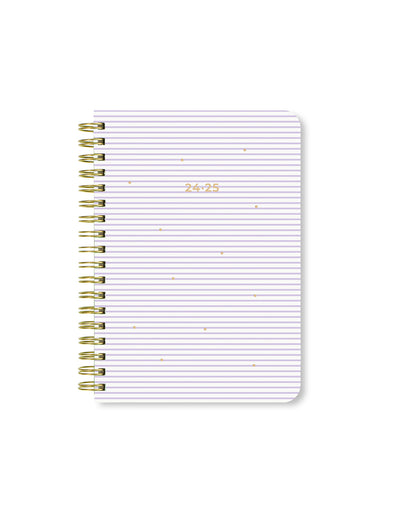 Stripes A6 Week to View Diary 2024-2025 - Multilanguage#colour_lilac