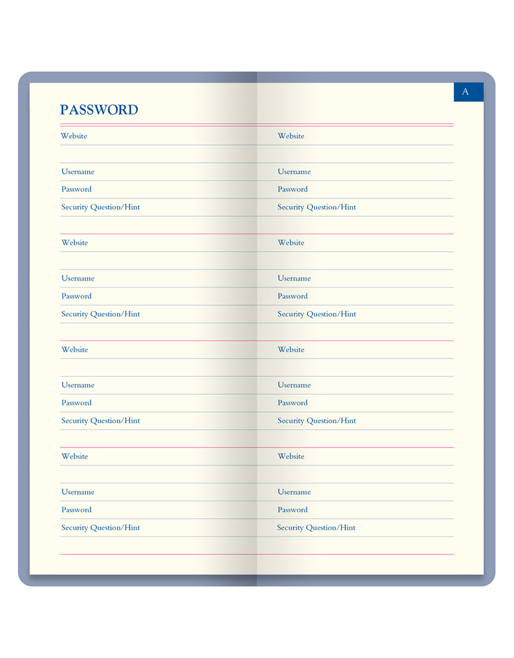 Icon Slim Pocket Password Book Blue#colour_blue