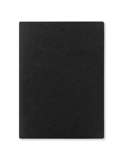 Lecassa A5 Day to a Page Diary with Appointments 2024 - Multilanguage#colour_black