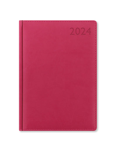 Verona A5 Day to a Page Diary with Appointments & Planners 2024 - Multilanguage#colour_pink
