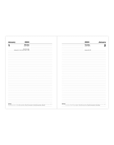 Standard A5 Day to a Page Diary 2024 - English#colour_black