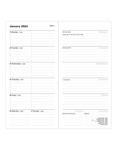 Classic Slim Week to View Diary with Appointments, Notes and Planners 2024 - English#colour_black