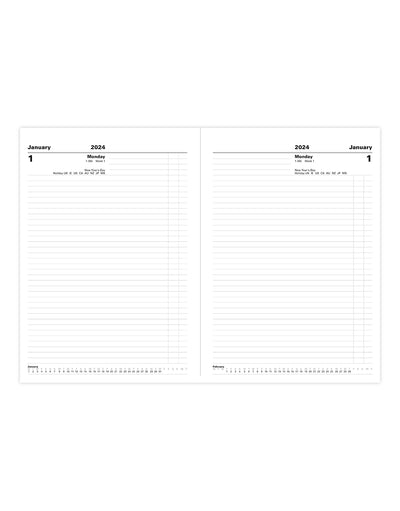 Standard A4 Day to Two Pages Diary 2024 - black-red