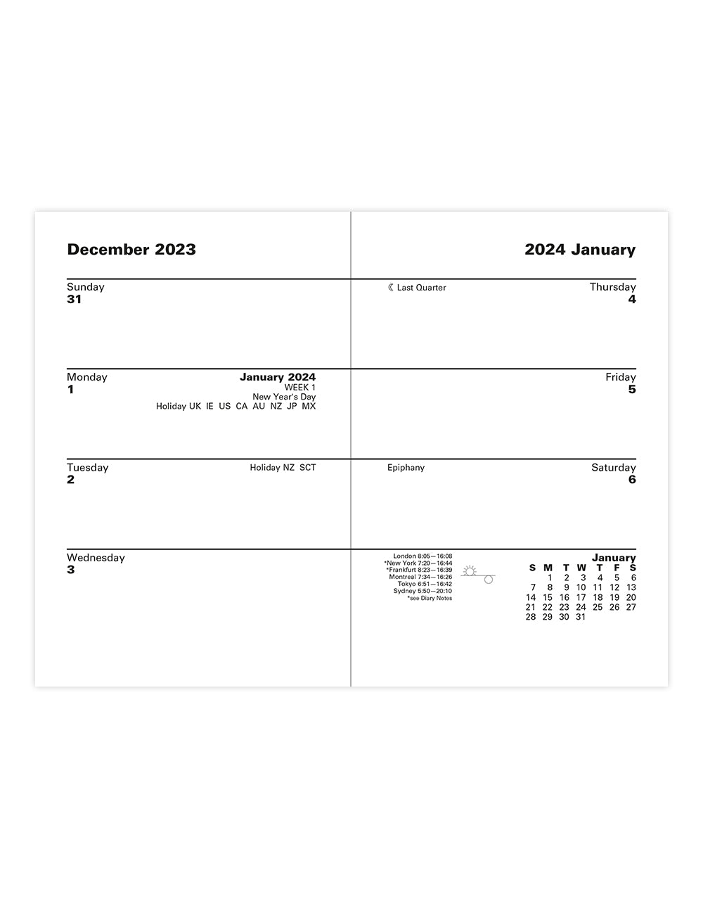 Principal Compact Pocket Week to View Diary 2024 - Sunday Start - English#colour_blue