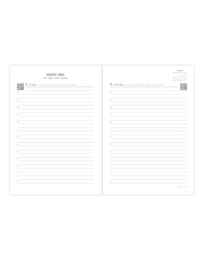 Raw A6 Day to a Page Diary with Appointments 2024-2025 - Multilanguage#colour_grey