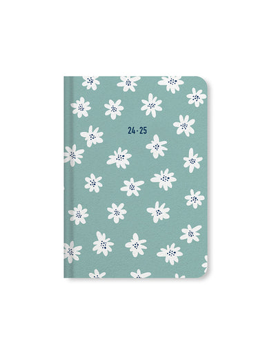 Daisies A6 Day to a Page Diary with Appointments 2024-2025 - Multilanguage#colour_mint