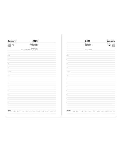 Standard A5 Day to a Page Diary 2025 - English #colour_black