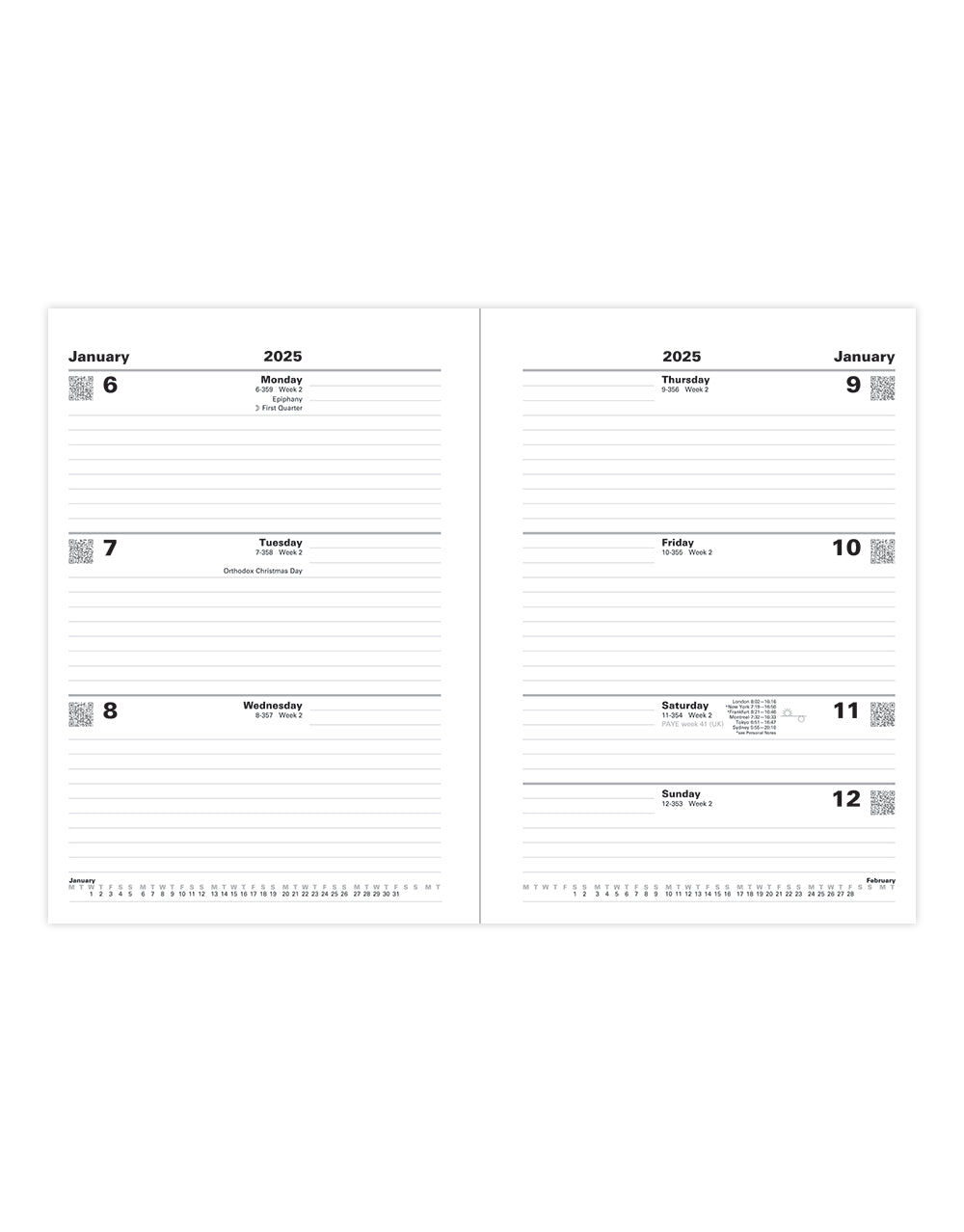 Standard A5 Week to View Diary 2025 - English 25-T31XBK#colour_black