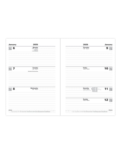 Standard A5 Week to View Diary 2025 - English 25-T31XBK#colour_black