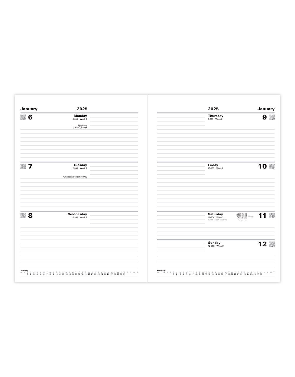 Standard A4 Week to View Diary 2025 - English 25-T31ZBK#colour_black