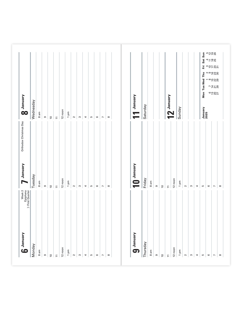 Classic Slim Landscape Week to View Diary with Appointments 2025 - English 25-T35SBK#colour_black