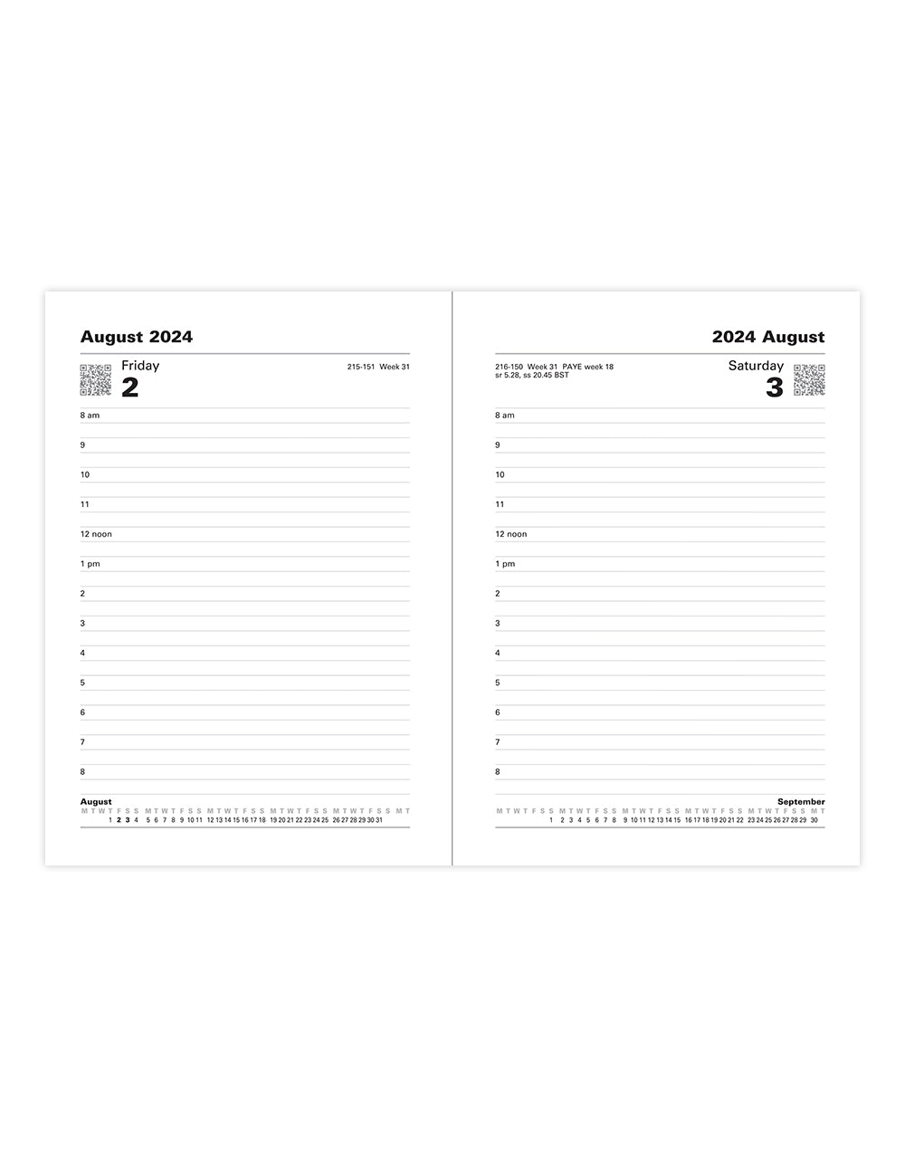 Standard A6 Day to a Page Diary with Appointments 2024-2025 - English#colour_black
