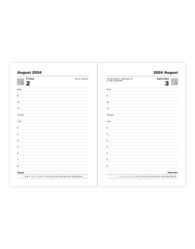 Standard A6 Day to a Page Diary with Appointments 2024-2025 - English#colour_black