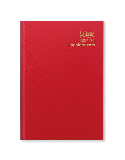 Standard A5 Day to a Page Diary with Appointments 2024-2025 - English#colour_red