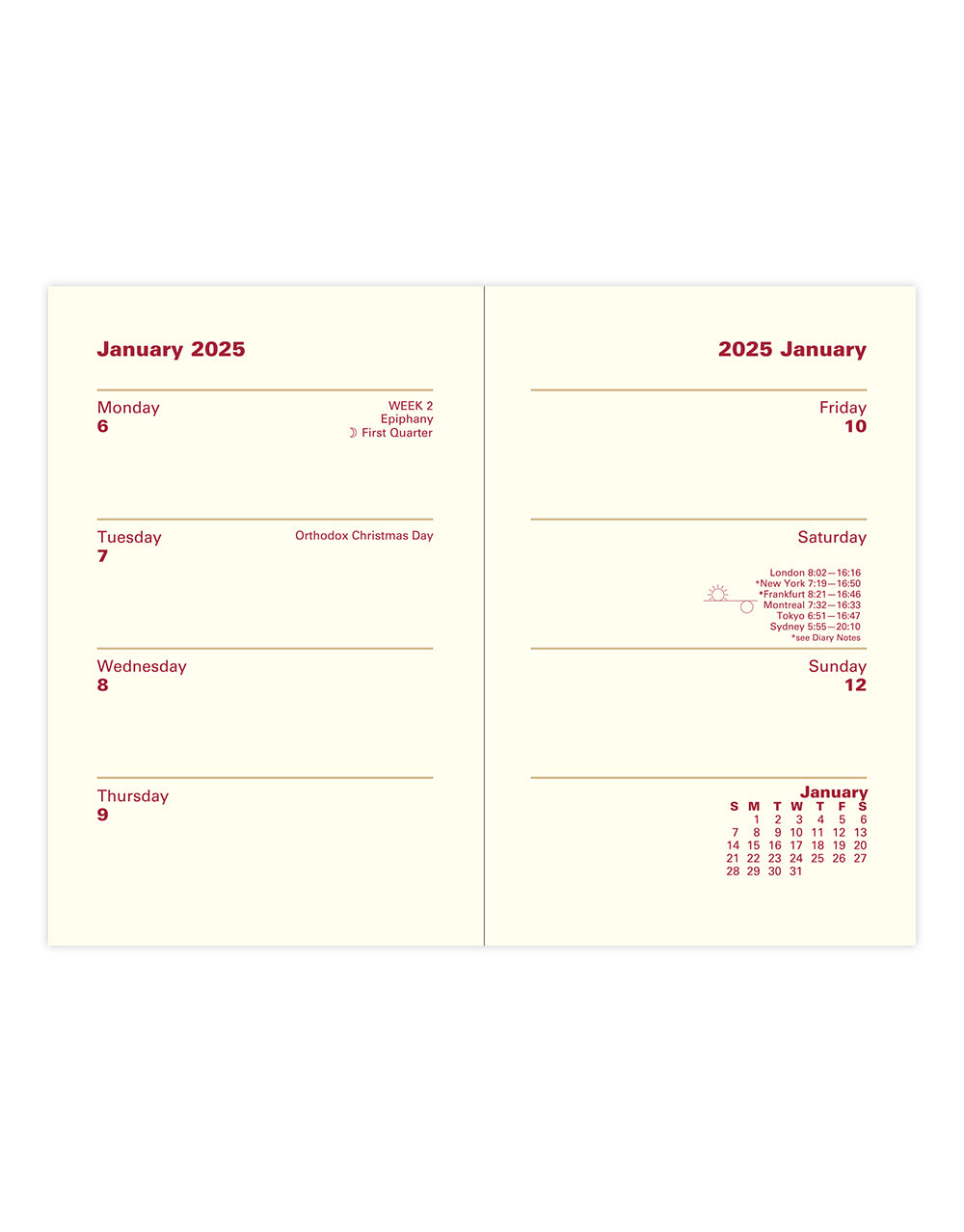 Lexicon Mini Pocket Diary 2025 English Week to view Letts of