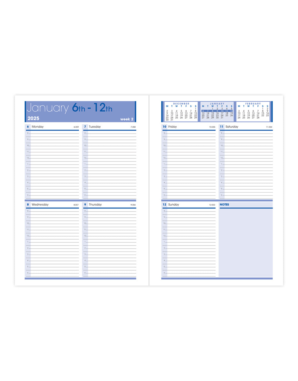 Rhino A5 Week to View Diary with Appointments, Notes and Planners 2025 Black - English   Analyzing image     25-TR3XABK#colour_black