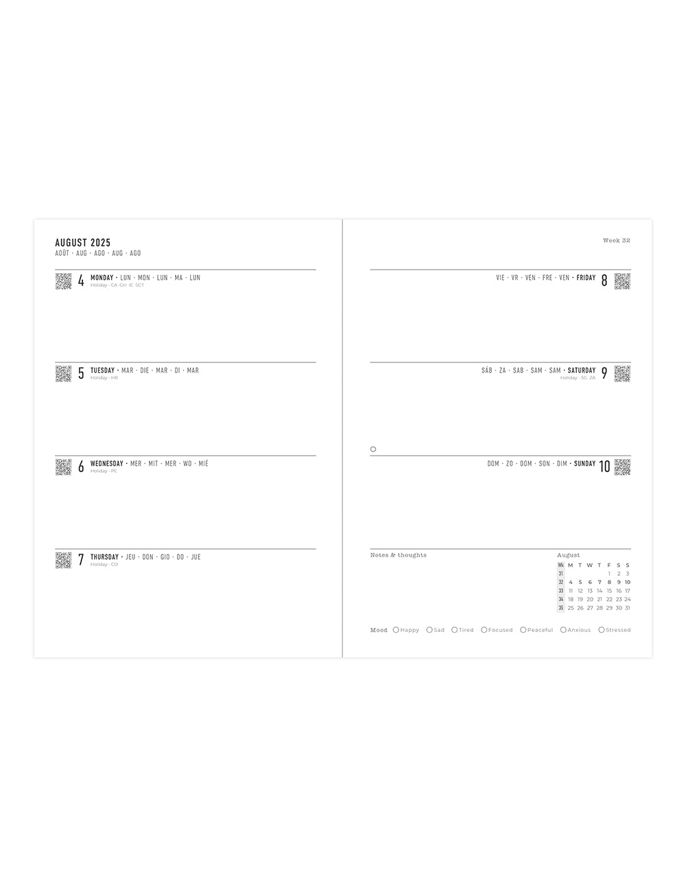 Letts Botanics A5 Week to View Diary 2025-2026 - Multilanguage 26-031918 #colour_green