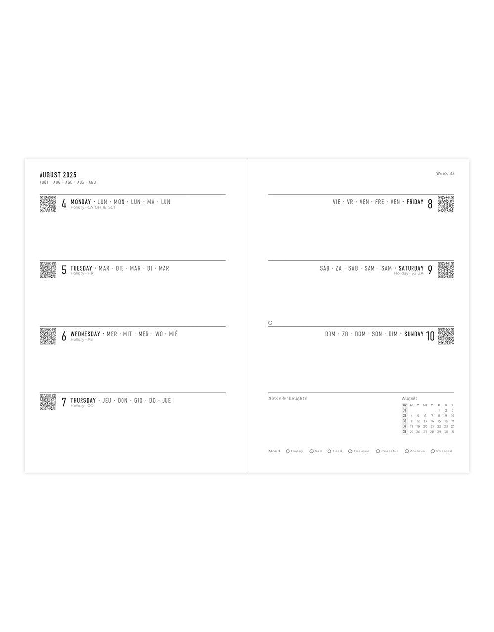 Letts Botanics A6 Week to View Diary 2025-2026 - Multilanguage 26-031925 #colour_plum