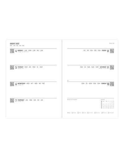 Letts Botanics A6 Week to View Diary 2025-2026 - Multilanguage 26-031925 #colour_plum