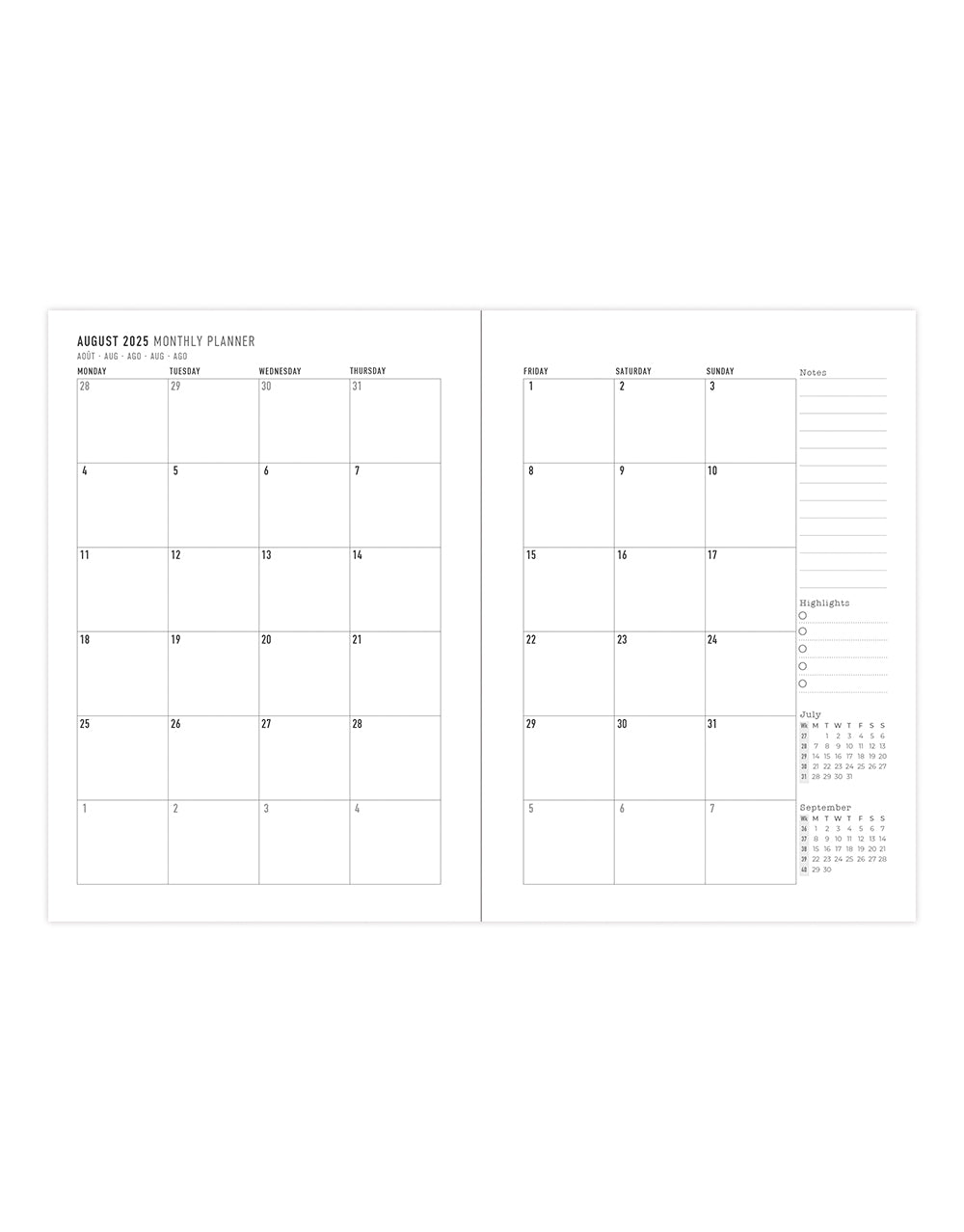 Letts Botanics A6 Week to View Diary 2025-2026 - Multilanguage 26-031925 #colour_plum