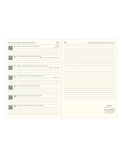 Letts of London Edge A6 Week to View Diary with Notes 2026 Duck Egg 26-080225 #colour_duck-egg