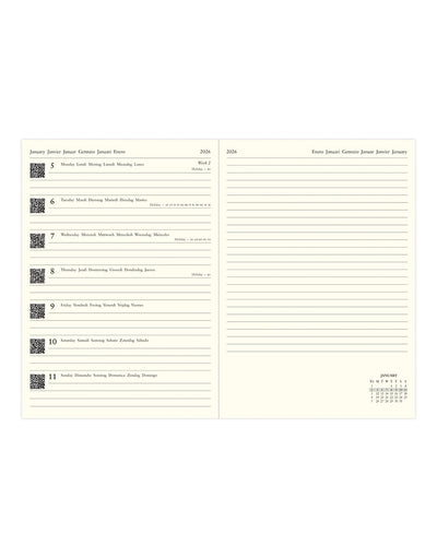 Letts of London Edge A5 Week to View Diary with Notes 2026 Black 26-080227 #colour_black