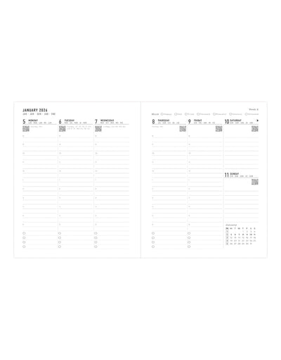 Letts of London Milano Quarto Vertical Week to View Diary with Appointments 2026 - Multilanguage Black 26-080561 #colour_black