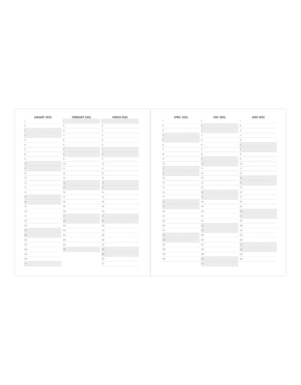 Letts of London Milano Quarto Vertical Week to View Diary with Appointments 2026 - Multilanguage Black 26-080561 #colour_black