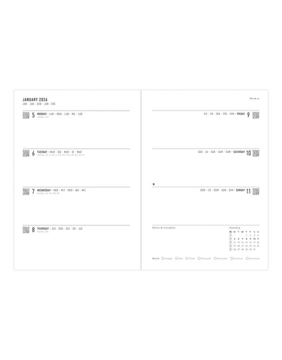 Letts of London Milano A5 Week to View Diary 2026 - Multilanguage Black 26-080569 #colour_black