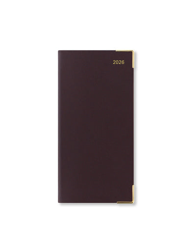 Letts of London Roma Slim Landscape Week to View Leather Diary with Appointments 2026 - English Burgundy 26-081234 #colour_burgundy