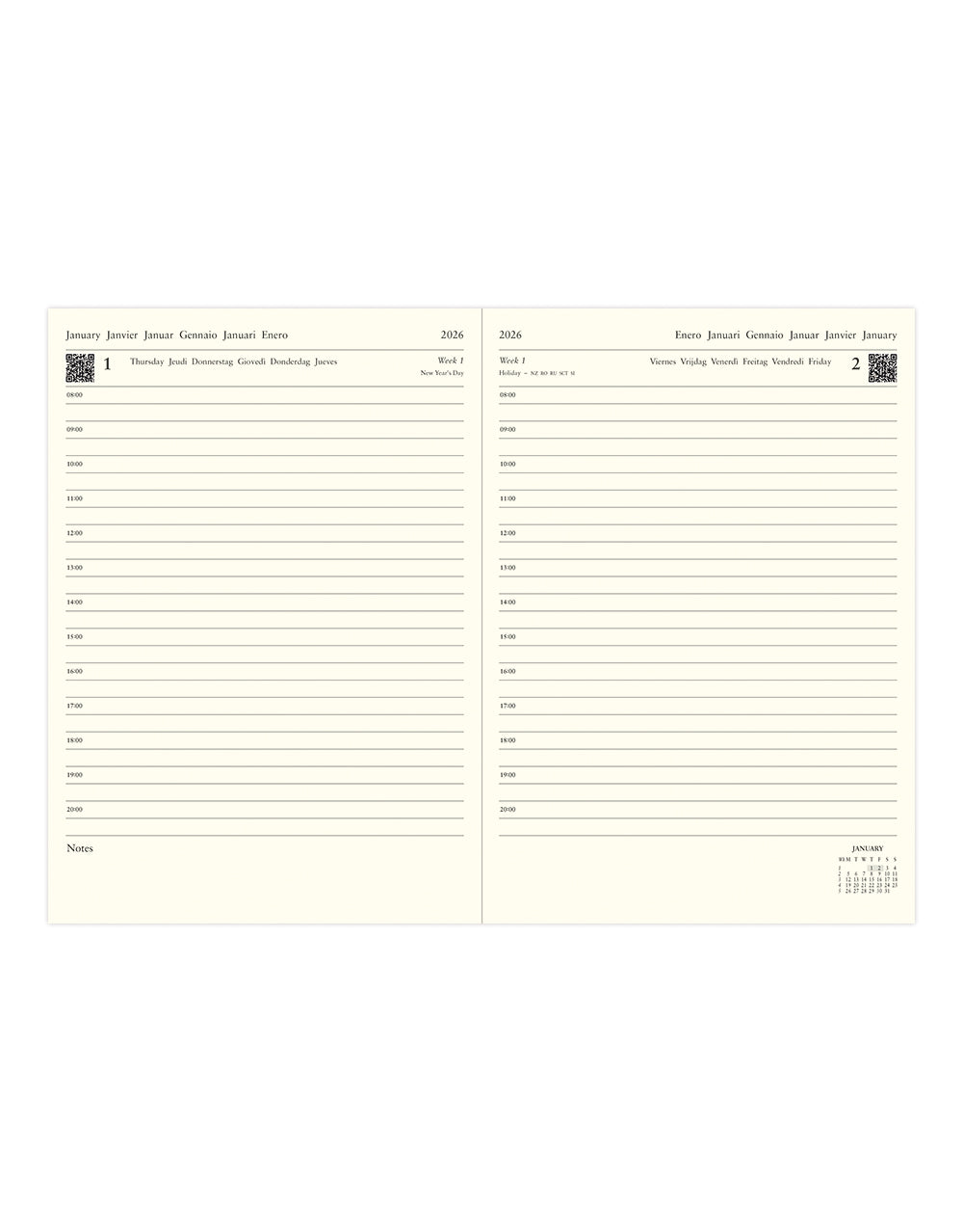 Letts of London Lecassa A5 Day to a Page Diary with Appointments 2026 - Multilanguage British Racing Green 26-081740 #colour_british-racing-green