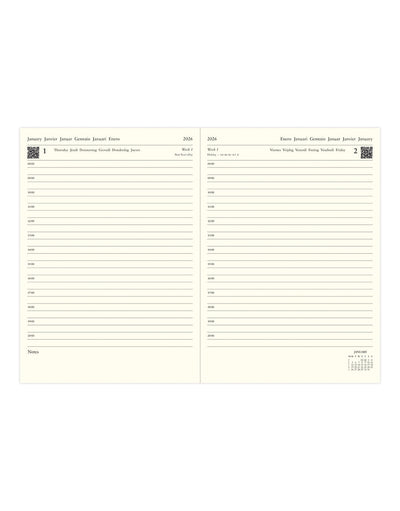 Letts of London Lecassa A5 Day to a Page Diary with Appointments 2026 - Multilanguage British Racing Green 26-081740 #colour_british-racing-green