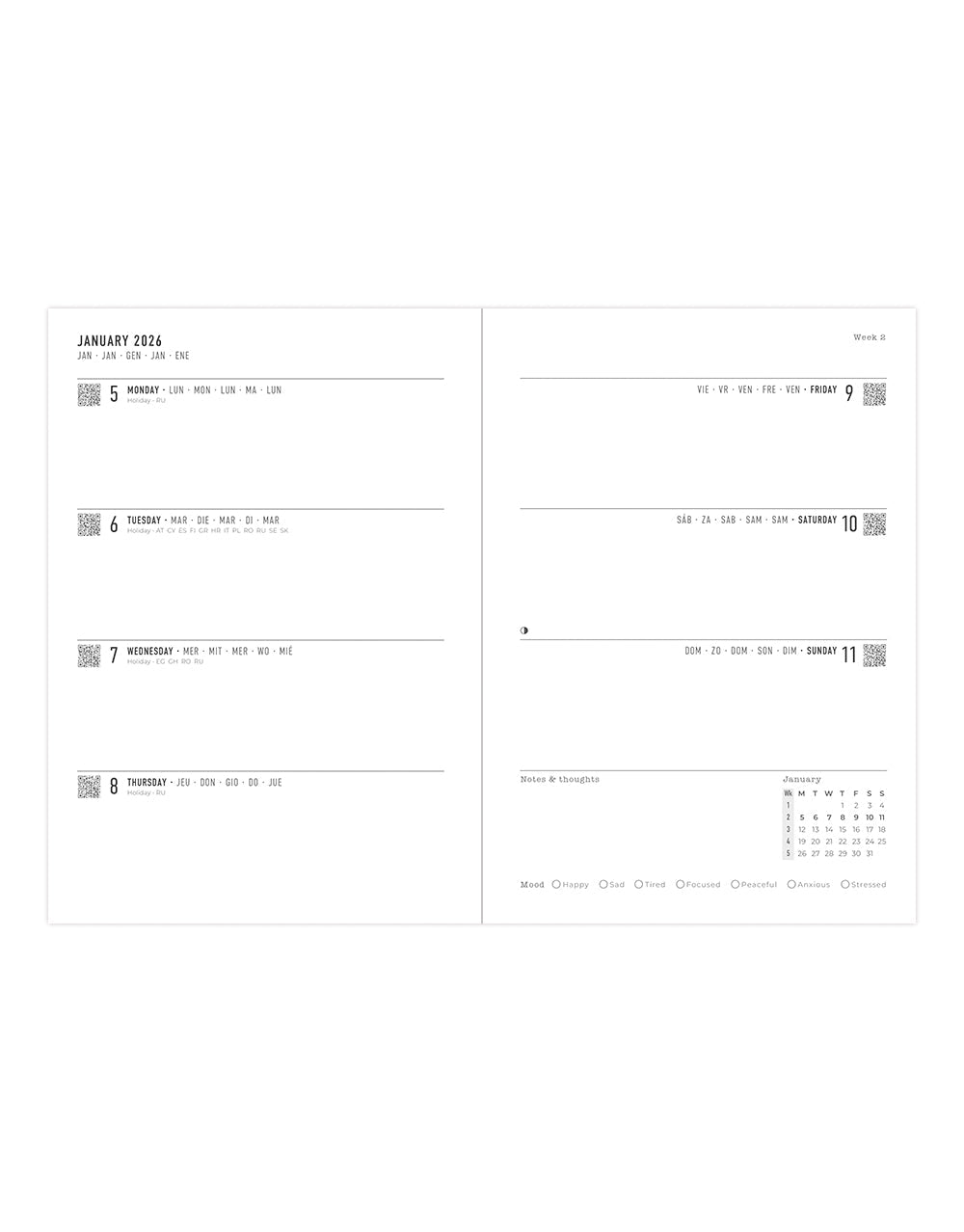 Letts of London Conscious A5 Week to View Diary 2026 - Multilanguage Rosewater 26-082399 #colour_rosewater