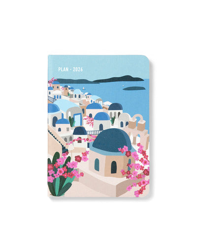 Letts of London Wanderlust A6 Week to View Diary 2026 - Multilanguage Santorini 26-082438 #colour_santorini