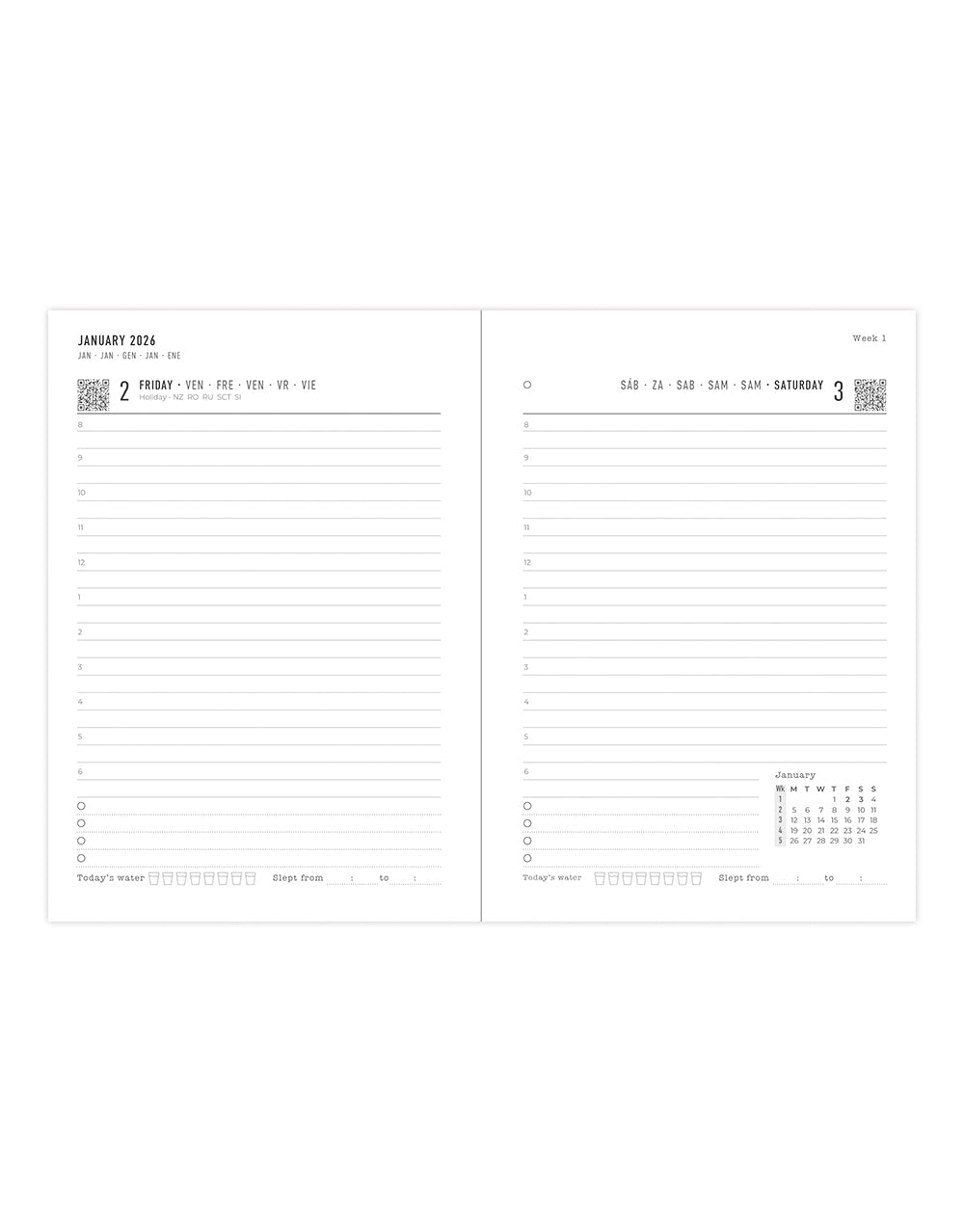 Letts of London Gradient A6 Day to a Page Diary with Appointments 2026 - Multilanguage Blue 26-082580 #colour_blue