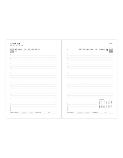 Letts of London Titanium A6 Day to a Page Diary with Appointments 2026 - Multilanguage Charcoal 26-082592 #colour_silver