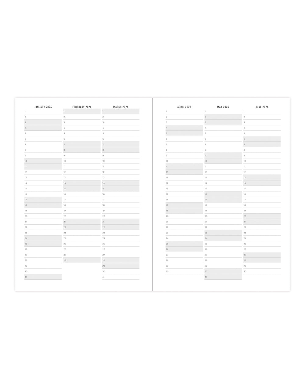 Letts of London Titanium A6 Day to a Page Diary with Appointments 2026 - Multilanguage Charcoal 26-082592 #colour_silver