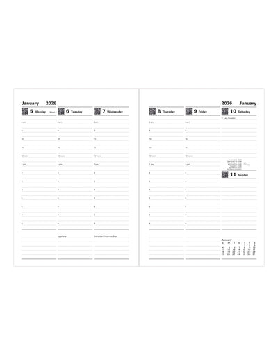 Letts of London Classic A5 Vertical Week to View Diary with Appointments 2026 - English Black 26-C32XBK #colour_black