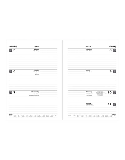 Letts of London Standard A5 Week to View Diary 2026 - English Red 26-T31XRD #colour_red