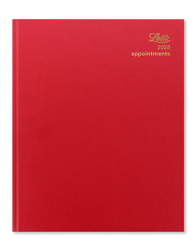 Letts of London Standard Quarto Vertical Week to View Diary with Appointments 2026 - English Red 26-T31YRD #colour_red