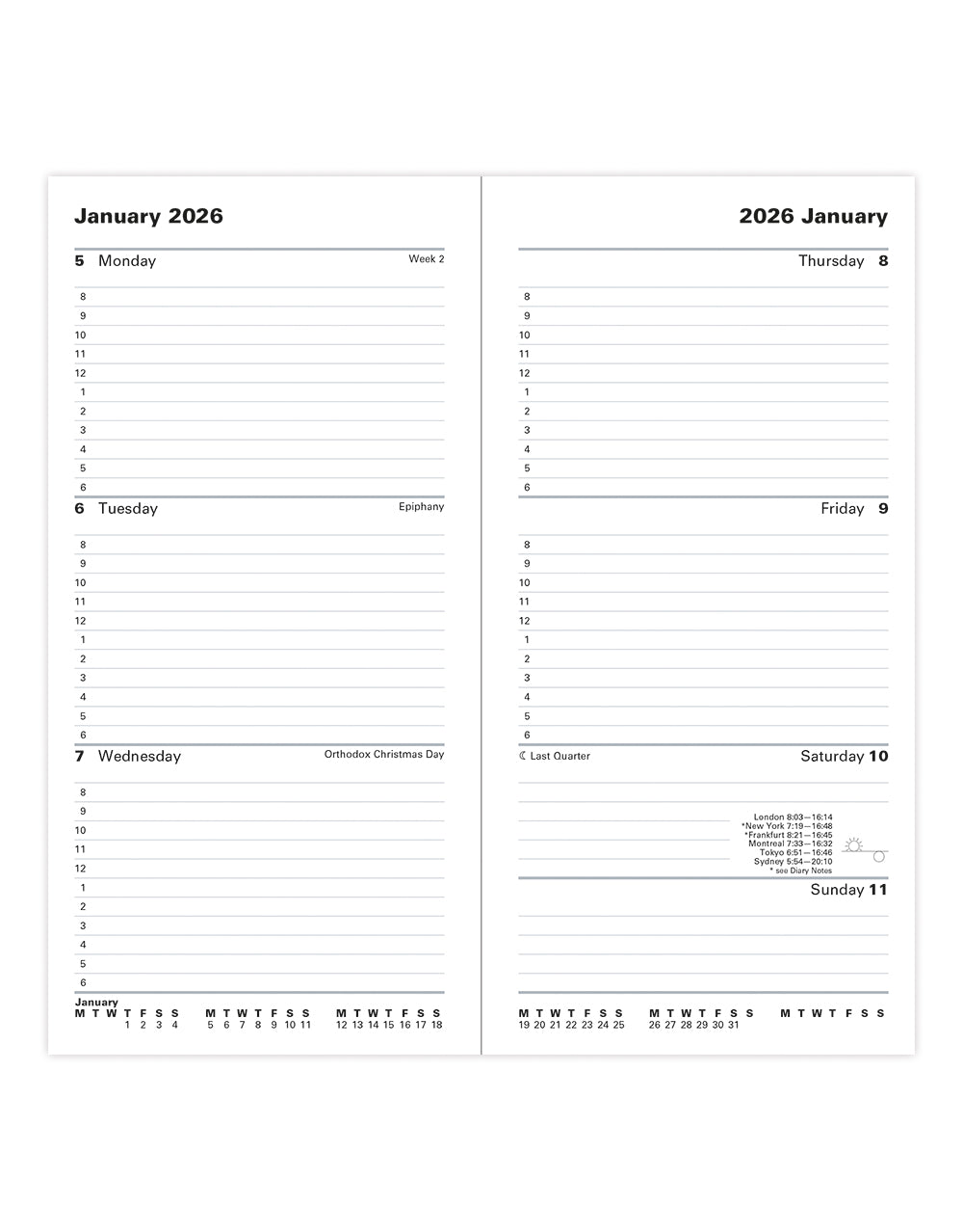 Letts of London Classic Slim Week to View Diary with Appointments 2026 - English Black 26-T35SUBK #colour_black