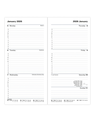 Letts of London Classic Slim Week to View Diary with Appointments 2026 - English Dark Blue 26-T35SUBL #colour_dark-blue