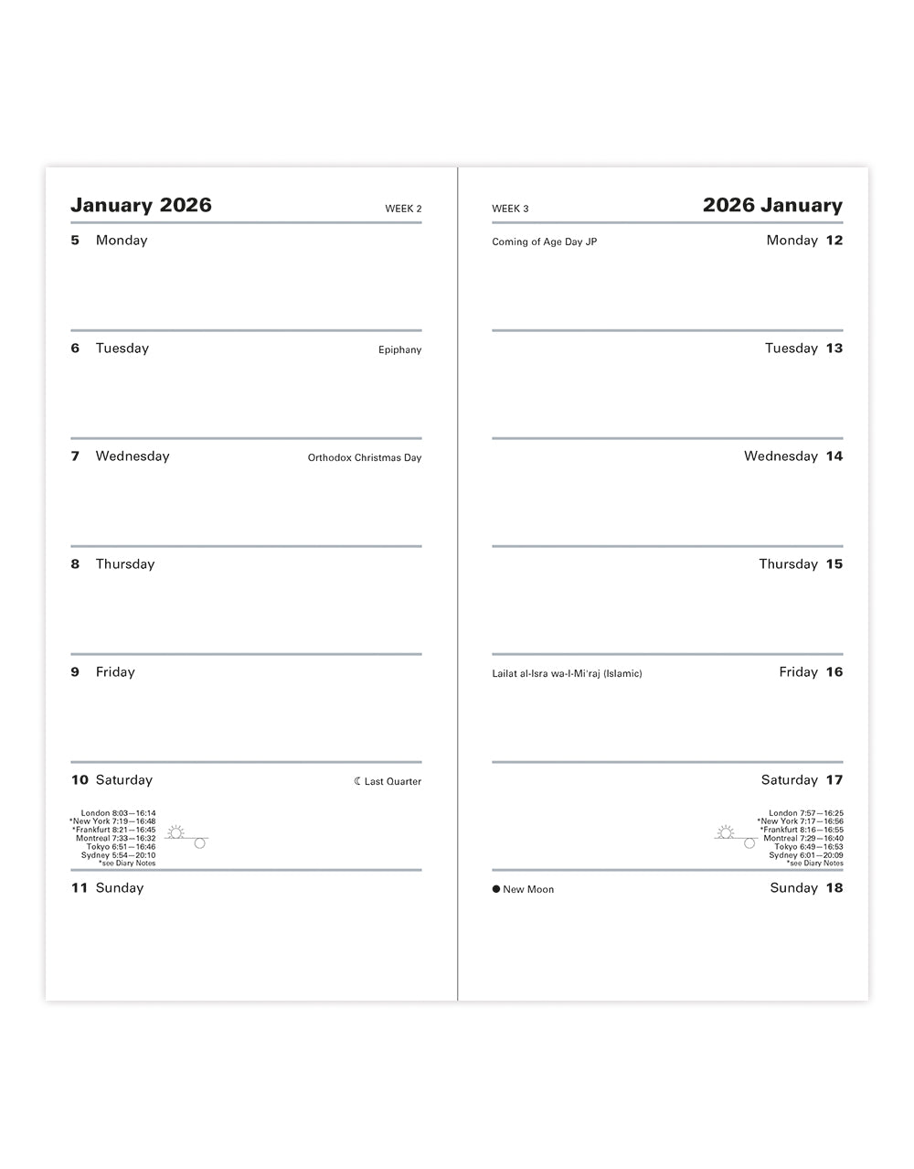 Letts of London Classic Slim Two Weeks to View Diary 2026 - English 26-T75SBL Dark Blue #colour_dark-blue