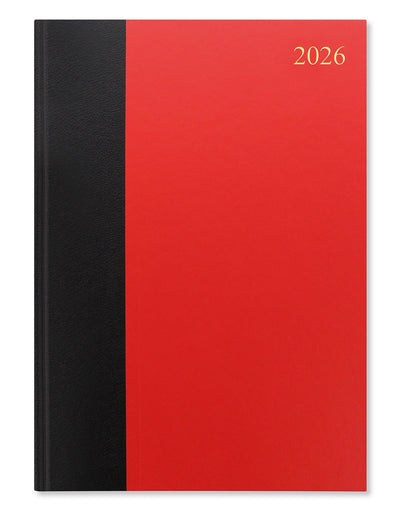 Letts of London Standard A4 Day to Two Pages Diary 2026 - English Red/Black 26-TC10 #colour_red-black