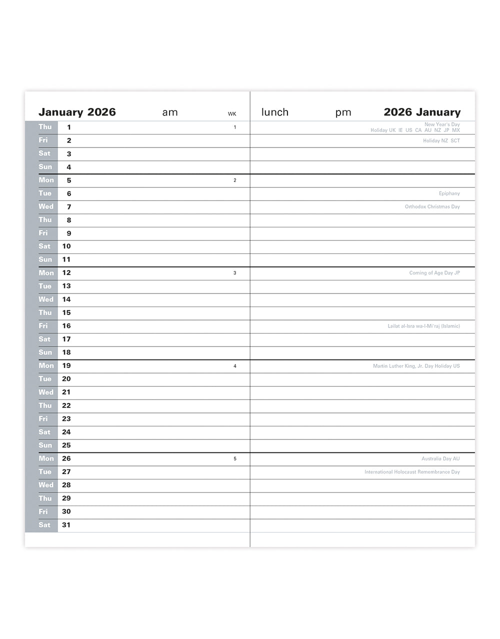 Letts of London Connoisseur Slim Month to View Diary 2026 - English Black 26-TC1SBK #colour_black