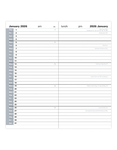 Letts of London Connoisseur Slim Month to View Diary 2026 - English Black 26-TC1SBK #colour_black