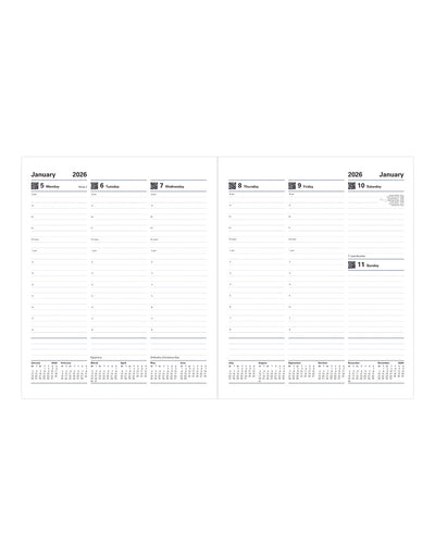 Letts of London Connoisseur Quarto Vertical Week to View Diary with Appointments 2026 - English - Black 26-TC3YBK #colour_black